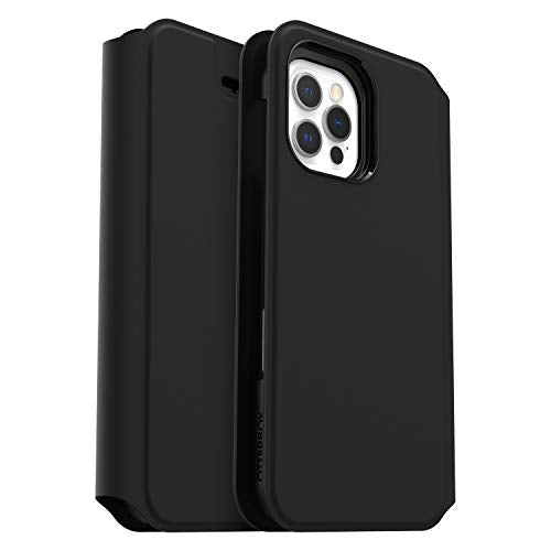 OtterBox Strada Series Via - Flip cover for mobile phone - polyurethane, polycarbonate - black night - for Apple iPhone 12, 12 Pro