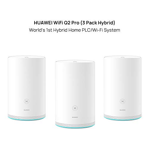 HUAWEI WiFi Q2 Pro (Pack of 3, Hybrid), Whole Home Mesh Wi-Fi System, Gigabit PLC + Wi-Fi Hybrid, Plug and Play, Seamless Roaming, Wi-Fi Everywhere