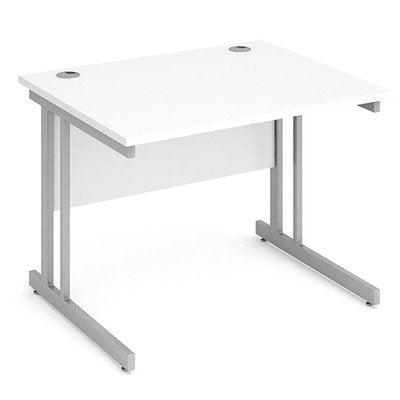 Impulse 1000 x 800mm Straight Desk White Top Silver Cantilever Leg MI000304