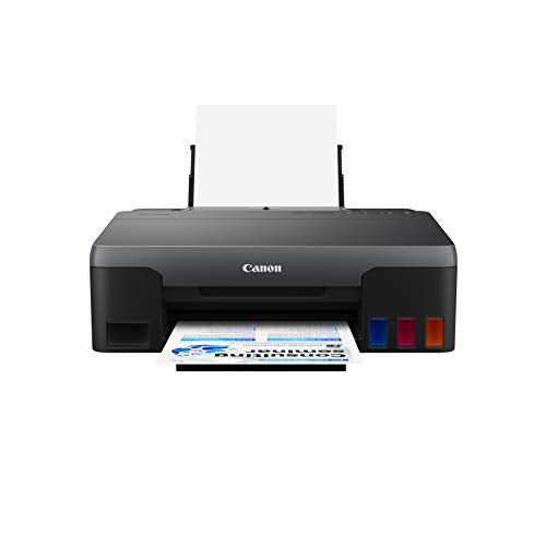 Canon PIXMA G1520 A4 MegaTank Printer. Up to 4800 x 1200 dpi, approx. 9.1 ipm(mono), approx. 5.0 ipm (Colour), Borderless Printing. Cartridges  GI-51. Cartridge Yield (Plain Paper) Black: 6,000 pages. Colour: 7,700 pages. Windows, Mac OS. USB