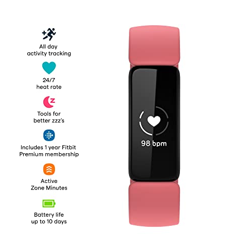 Fitbit Inspire 2 - Black - activity tracker with band - silicone - desert rose - band size: S/L - monochrome - Bluetooth
