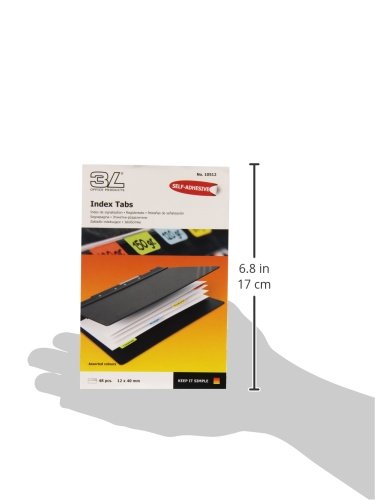 Best Value 3L 10512 Register Tab 12 x 40 mm Assorted Colours Pack of 48