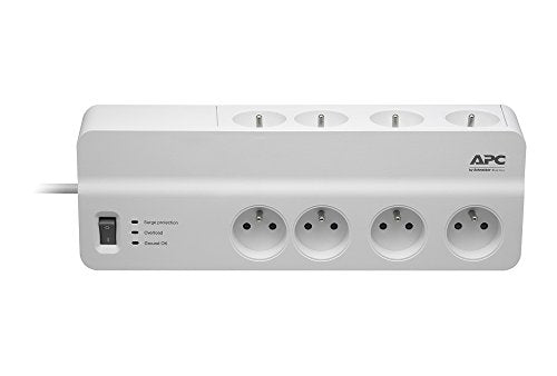 APC SurgeArrest Essential - Surge protector - AC 230 V - 2300 Watt - output connectors: 8 - Belgium, France - white