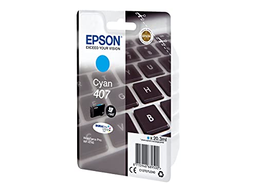 Epson 407 - 20.3 ml - L size - cyan - original - ink cartridge - for WorkForce Pro WF-4745DTWF