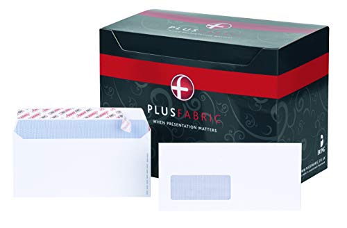 Best Value Plus Fabric DL Prestige White 120gsm Window P&S Powertac Wallet Box of 500 Envelopes