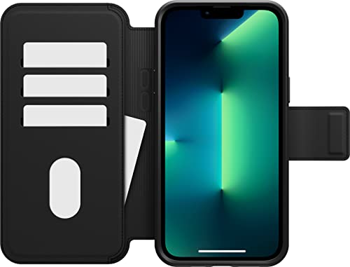 OtterBox - Flip cover for mobile phone - with MagSafe - synthetic leather, magnet - shadow black - for Apple iPhone 13 Pro Max