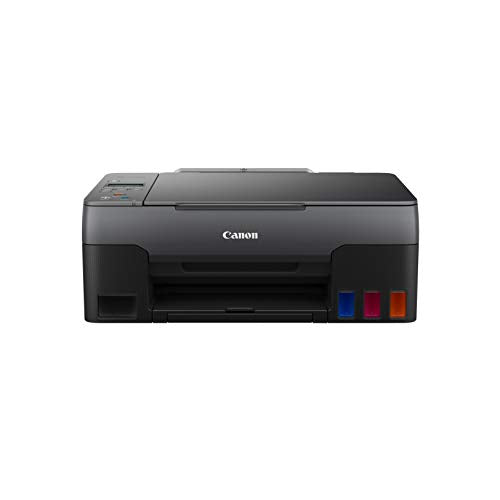 Canon PIXMA G2520 MegaTank Printer, Print/Copy/Scan,  Up to 4800 x 1200 dpi,  9.1 ipm(mono), approx. 5.0 ipm (Colour), Borderless Printing. Cartridges  GI-51. Cartridge Yield (Plain Paper) Black: 6,000 pages. Colour: 7,700 pages. Windows, Mac OS. USB