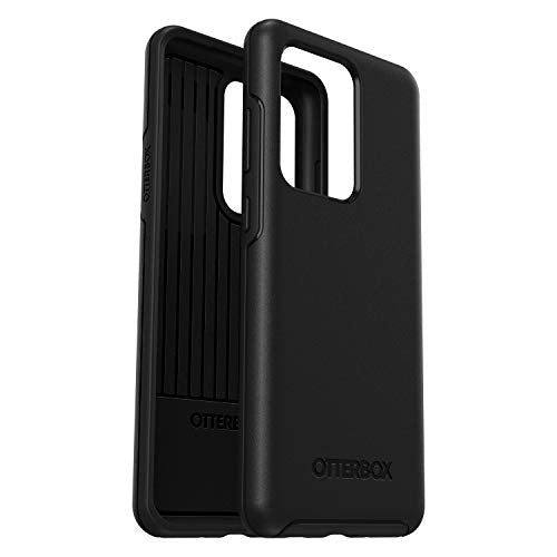 OtterBox Symmetry Series Black Phone Case for Samsung Galaxy S20 Ultra 5G Clear Scratch Resistant Drop Proof Slim Design Raised Beveled Edge Screen Bu