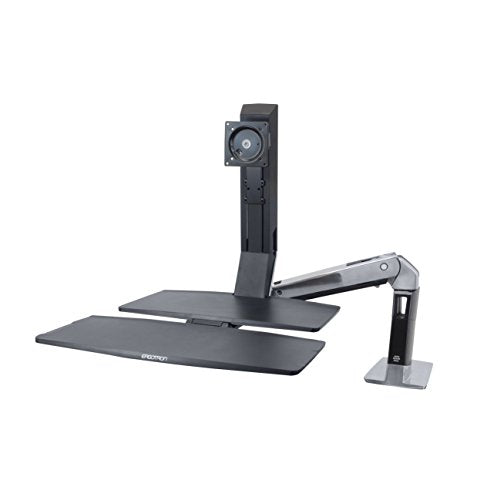 Ergotron WorkFit-A Single LD with Worksurface+ - Stand (tray, articulating arm, desk clamp mount, pivot) for LCD display / keyboard / mouse - black, polished aluminium - screen size: up to 24"