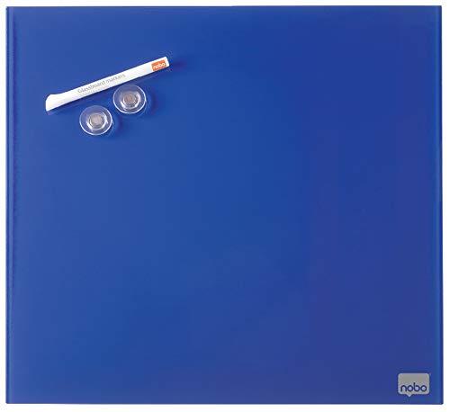 Best Value Nobo Glass Whiteboard, Magnetic, 450 x 450 mm Square Tile Design, Includes Glassboard Marker, Magnets and Fitting Kit, Blue, 1903953