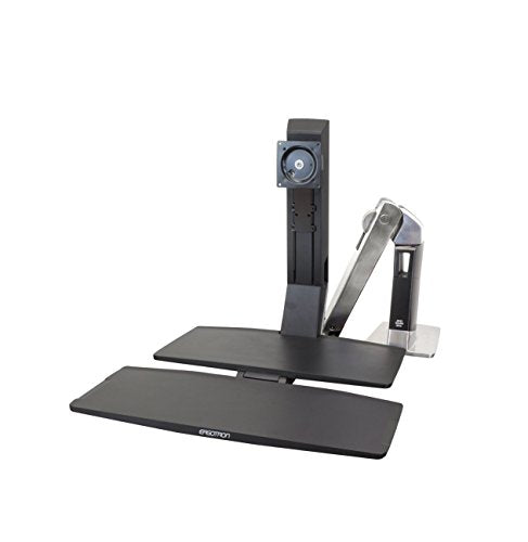 Ergotron WorkFit-A Single LD with Worksurface+ - Stand (tray, articulating arm, desk clamp mount, pivot) for LCD display / keyboard / mouse - black, polished aluminium - screen size: up to 24"