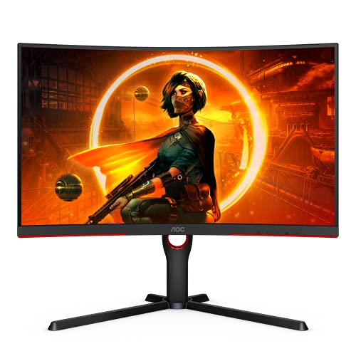 AOC Gaming CQ27G3SU/BK - LED monitor - curved - 27" - 2560 x 1440 QHD @ 165 Hz - VA - 300 cd/m² - 1 ms - 2xHDMI, DisplayPort - speakers - red, black texture