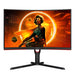 AOC Gaming CQ27G3SU/BK - LED monitor - curved - 27" - 2560 x 1440 QHD @ 165 Hz - VA - 300 cd/m² - 1 ms - 2xHDMI, DisplayPort - speakers - red, black texture
