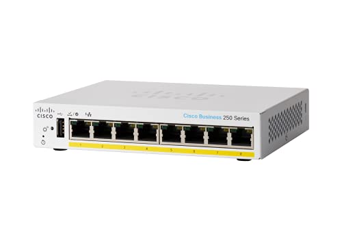 Cisco Business 250 Series CBS250-8PP-D - Switch - L3 - smart - 8 x 10/100/1000 (PoE+) - desktop - PoE+ (45 W)