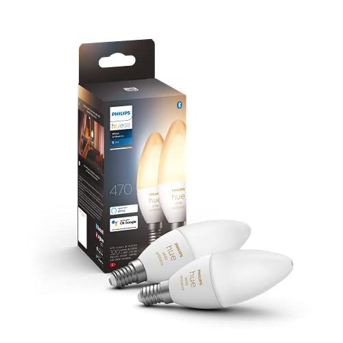 Philips Hue White ambiance - LED light bulb - shape: B39 - E14 - 4 W (equivalent 25 W) - class G - warm to cool white light - 2200-6500 K (pack of 2)