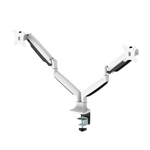 NewStar NeoMounts Full Motion Dual Desk Mount (clamp & grommet) for two 10-32" Monitor Screens, Height Adjustable (gas spring) - White - Desk mount for 2 LCD displays - white - screen size: 10"-32"