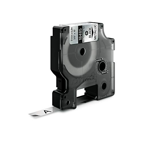 Dymo Rhino Tape Permanent Polyester 9mm Black on metallic 18485