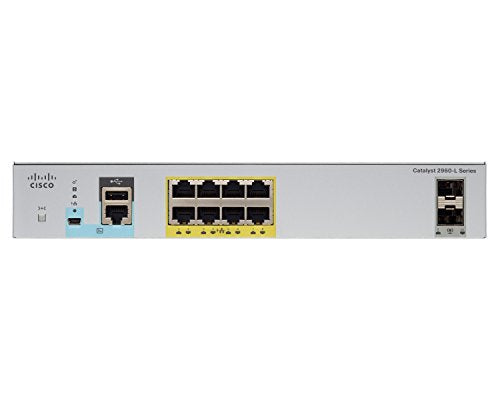 CISCO SYSTEMS WS-C2960L-8PS-LL Cisco Catalyst 2960L-8PS-LL - Switch - Managed - 8 x 10/100/1000 + 2 x Gigabit SFP (uplink) - desktop rack-mountable - PoE+ (67 W) - (Enterprise Computing > Switches & H