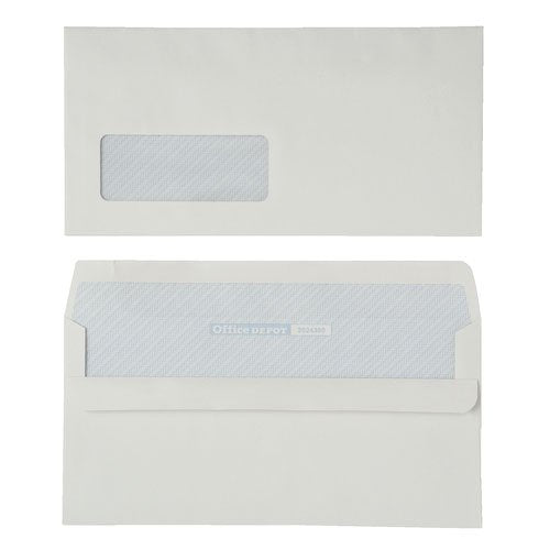 Best Value 100% Recycled Self Seal Envelopes 90gsm-Window DL - 35 x 90mm - Box of 500