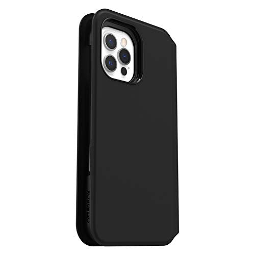 OtterBox Strada Series Via - Flip cover for mobile phone - polyurethane, polycarbonate - black night - for Apple iPhone 12, 12 Pro