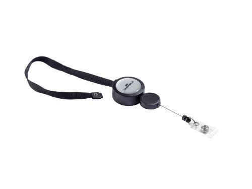 Best Value Durable Badge Reel Plus Textile Necklace Rectractable for Punched-hole Badges Black Ref 8229/01 [Pack of 10]
