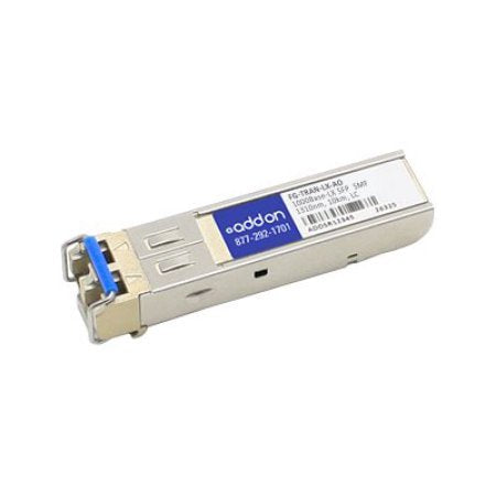 AddOn - SFP (mini-GBIC) transceiver module (equivalent to: Fortinet FG-TRAN-LX) - GigE - 1000Base-LX - LC single-mode - up to 10 km - 1310 nm - TAA Compliant - for Fortinet FortiGate 1000, 1200, 1500, 3000, 3040, 3100, 3140, 3200, 3240, 3700, 3810, 3950