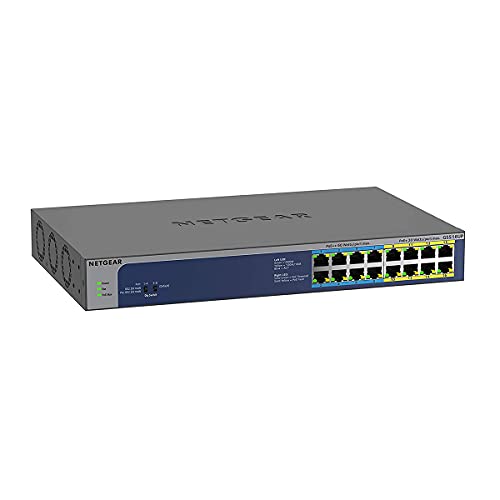 NETGEAR GS516UP - Switch - unmanaged - 8 x 10/100/1000 (PoE+) + 8 x 10/100/1000 (PoE++) - desktop, rack-mountable - PoE++ (380 W)