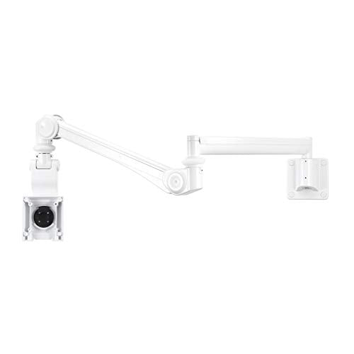 Newstar Medical Monitor Wall Mount (Full Motion gas spring) for 10"-27" Screen - GreyTilt and Turn (left and right) medical wall mount suitable for a screen between 10" and 27" and up to 3kg max weight. Height Adjustable (115-135cm).This model allows you to tilt your screen forward, turn the screen and adjust the height to choose the ideal viewing angle to suit your needs. - Mount suitable for VESA sizes: 75x75 and 100x100mm - Newstar have over 20 years experience providing high quality mounts t