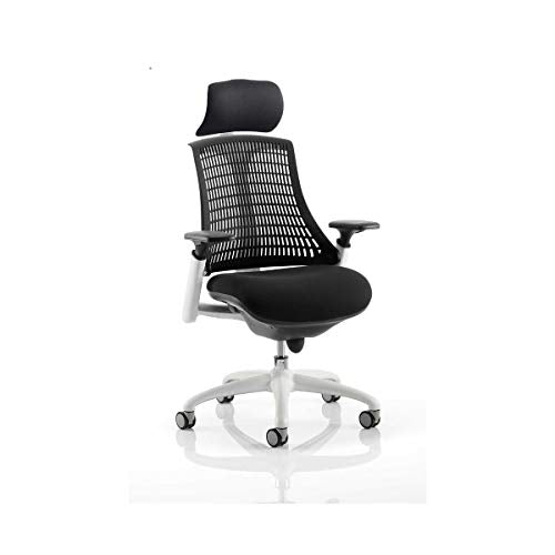 Flex Chair White Frame Black Back With Headrest KC0087