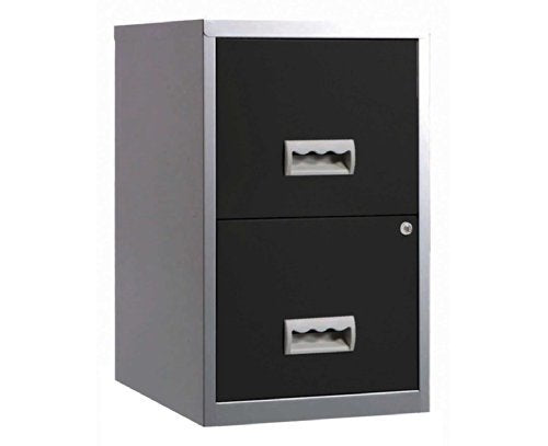 Best Value Pierre Henry 095808 A4 Steel Lockable 2 Drawers Filing Cabinet - Silver/Black