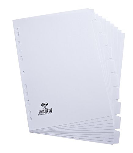 Elba A4 Manilla 160gsm Subject Dividers Europunched 10 Part White