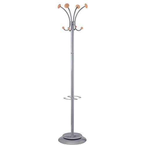 Best Value Alba Stily Hat and Coat Stand Tubular Steel with Umbrella Holder 4 Hooks 4 Pegs H1770mm Ref PMVIENA