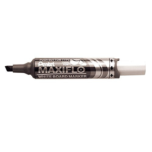 Best Value Pentel Maxiflo Dry Wipe Chisel Tip Marker - Black (Pack of 12)