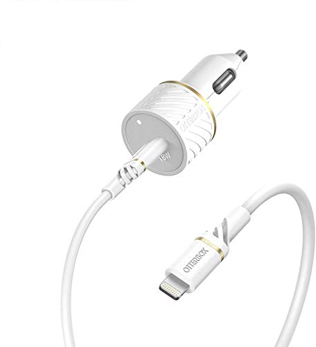 OtterBox - Car power adapter - 18 Watt - 3 A - PD 3.0 (USB-C) - on cable: Lightning - cloud dust white - for Apple iPad/iPhone/iPod (Lightning)