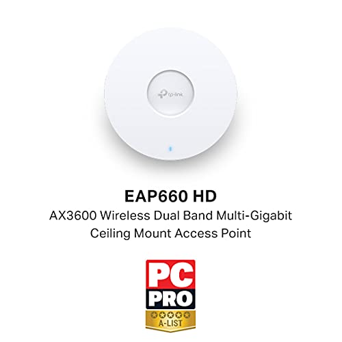 TP-Link EAP660 HD AX3600 Wireless Dual Band Multi-Gigabit Ceiling Mount Access Point - Radio access point - Wi-Fi 6 - 2.4 GHz, 5 GHz - wall / ceiling mountable