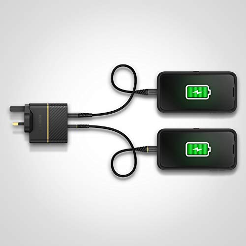 OtterBox Premium - Power adapter - 18 Watt - 3 A - PD 3.0 - 2 output connectors (USB, USB-C) - black shimmer