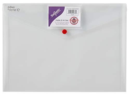 Best Value Snopake 12560 Polyfile ID A4 Popper Wallet File with Press Stud and Business Card Holder Classic Clear (Pack of 5)