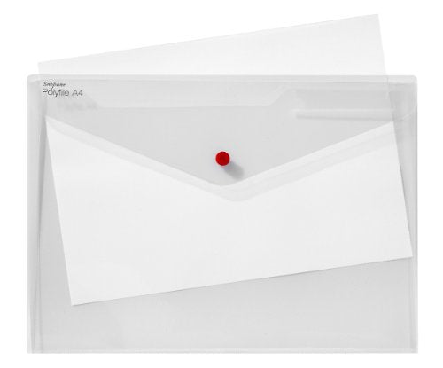 Best Value Snopake 15690 Polyfile Twin Pocket Foolscap Popper Wallet File with Press Stud Classic Clear (Pack of 5)