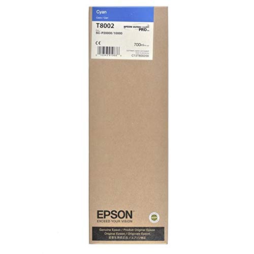 Epson T8002 - 700 ml - cyan - original - ink cartridge - for SureColor SC-P10000, SC-P20000, SC-P20000SE
