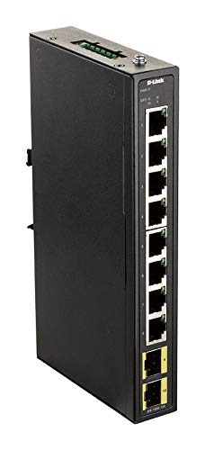 D-Link DIS 100G-10S - Switch - unmanaged - 8 x 10/100/1000 + 2 x 100/1000 SFP - DIN rail mountable, wall-mountable