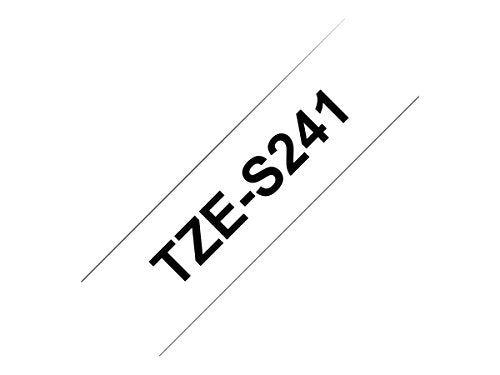 Best Value Brother TZe-S241 Labelling Tape Cassette, Black on White, 18 mm (W) x 8 m (L), Strong Adhesive, Brother Genuine Supplies