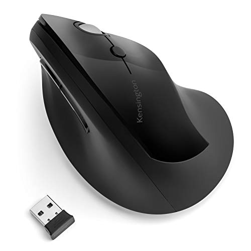 Kensington Pro Fit Ergo Vertical Wireless Mouse - Vertical mouse - ergonomic - right-handed - 6 buttons - wireless - 2.4 GHz - USB wireless receiver - black