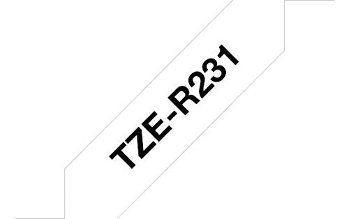 Brother TZe-R231 - Black on white - Roll (1.2 cm x 4 m) 1 roll(s) ribbon tape - for Brother PT-D210, D600, H110, P-Touch Cube PT-P300, P-Touch Embellish PT-D215