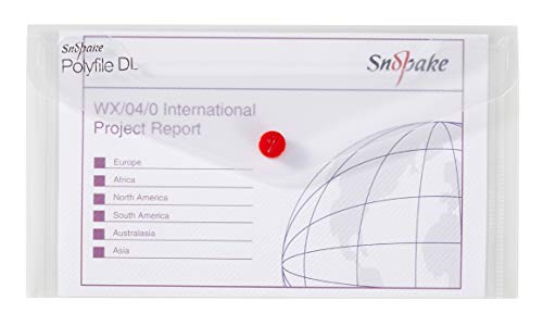 Best Value Snopake 10057 Polyfile DL Popper Wallet File with Press Stud - Classic Clear (Pack of 5)