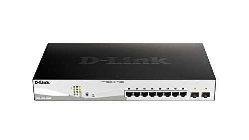 D-Link Web Smart DGS-1210-10MP - Switch - L2+ - smart - 8 x 10/100/1000 (PoE+) + 2 x Gigabit SFP - desktop - PoE+ (130 W)