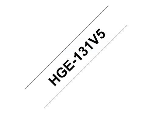 Brother HGE-131V5 - Black on clear - Roll (1.2 cm x 8 m) 5 roll(s) laminated tape - for P-Touch PT-9500pc, PT-9700PC, PT-9800PCN, P-Touch R RL-700S