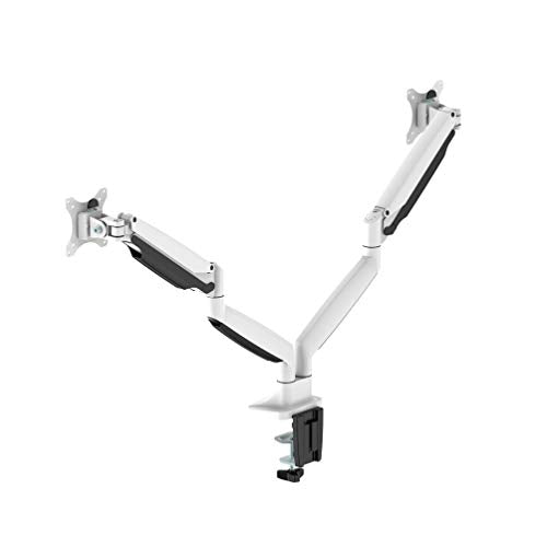 NewStar NeoMounts Full Motion Dual Desk Mount (clamp & grommet) for two 10-32" Monitor Screens, Height Adjustable (gas spring) - White - Desk mount for 2 LCD displays - white - screen size: 10"-32"