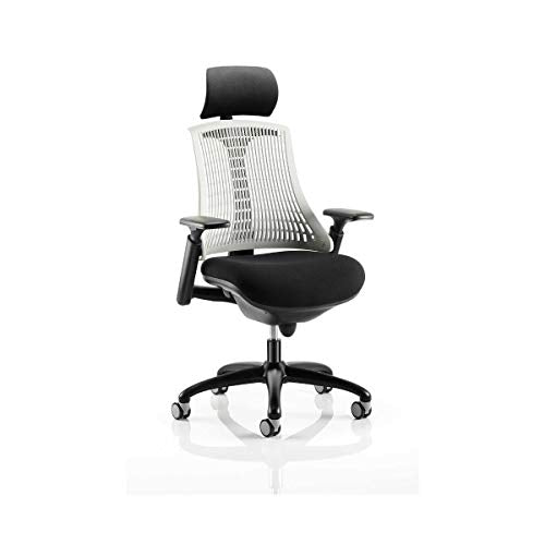 Flex Chair Black Frame With Moonstone White Back With Headrest KC0104