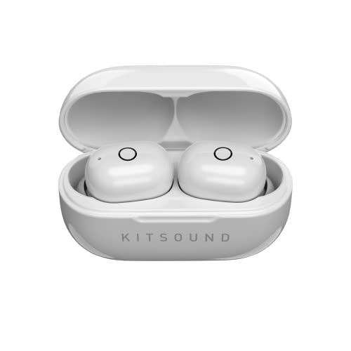 KitSound Edge 20 True Wireless Bluetooth 5.0 Ear Buds with Charging Case White