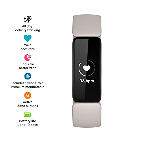 Fitbit Inspire 2 - Black - activity tracker with band - silicone - lunar white - band size: S/L - monochrome - Bluetooth